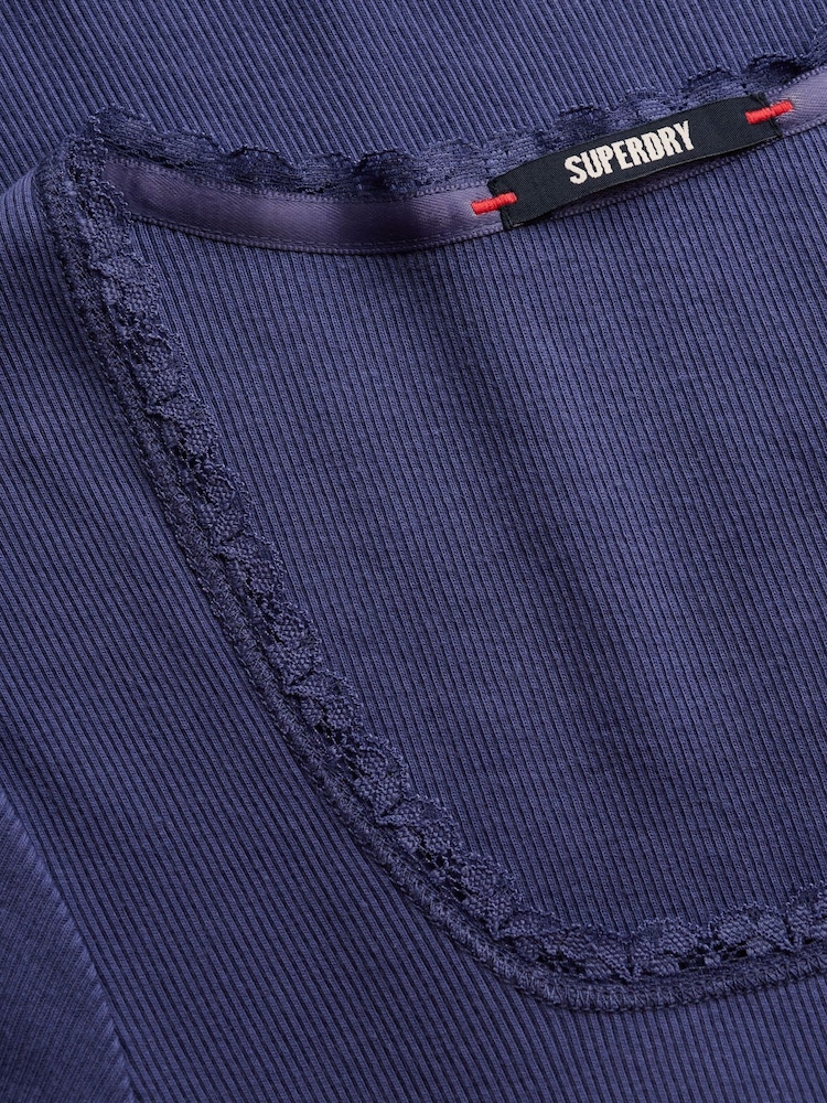 Superdry Blue Athletic Essential Square Neck T-Shirt - Image 7 of 7