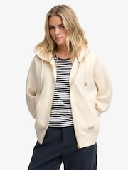 Superdry White Luxe Casual Zip Hoodie - Image 4 of 7