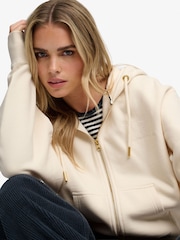 Superdry White Luxe Casual Zip Hoodie - Image 5 of 7