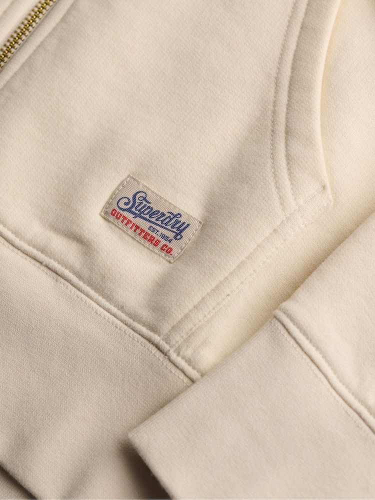 Superdry White Luxe Casual Zip Hoodie - Image 7 of 7 Superdry White Luxe Casual Zip Hoodie - Image 7 of 7