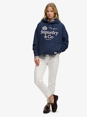 Superdry Blue Luxe Casual Emb Relaxed Hoodie - Image 4 of 7