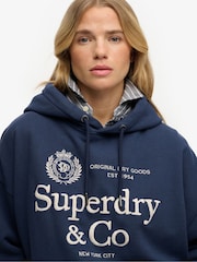 Superdry Blue Luxe Casual Emb Relaxed Hoodie - Image 5 of 7