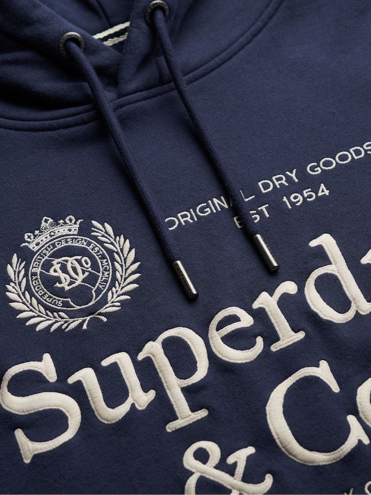 Superdry Blue Luxe Casual Emb Relaxed Hoodie - Image 7 of 7
