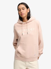 Superdry Pink Luxe Casual Embroidered Relaxed Hoodie - Image 1 of 5