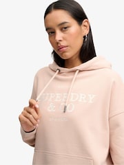 Superdry Pink Luxe Casual Embroidered Relaxed Hoodie - Image 4 of 5