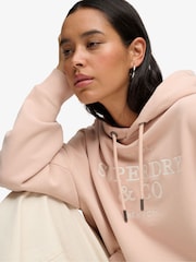 Superdry Pink Luxe Casual Embroidered Relaxed Hoodie - Image 5 of 5