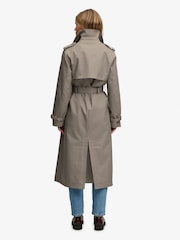 Superdry Brown Micro Check Trench Coat - Image 3 of 9