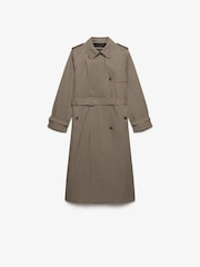 Superdry Brown Micro Check Trench Coat - Image 7 of 9