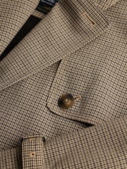 Superdry Brown Micro Check Trench Coat - Image 8 of 9