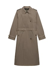 Superdry Brown Micro Check Trench Coat - Image 9 of 9