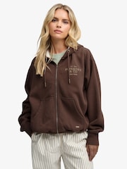 Superdry Brown Luxe Fur Lined Zip Hoodie - Image 1 of 8