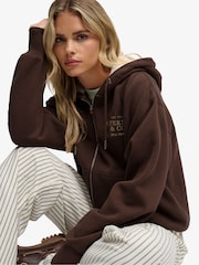 Superdry Brown Luxe Fur Lined Zip Hoodie - Image 4 of 8