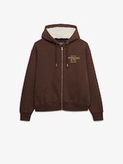 Superdry Brown Luxe Fur Lined Zip Hoodie - Image 6 of 8