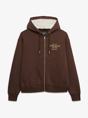 Superdry Brown Luxe Fur Lined Zip Hoodie - Image 7 of 8