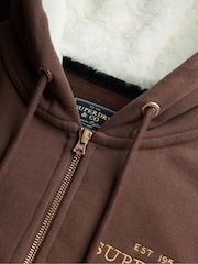Superdry Brown Luxe Fur Lined Zip Hoodie - Image 8 of 8