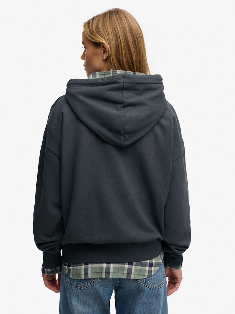 Superdry Blue Luxe Casual Emb Relaxed Hoodie - Image 2 of 7