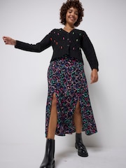 SCAMP & DUDE Grey Ziggy Leopard Split Front Skirt - Image 4 of 5