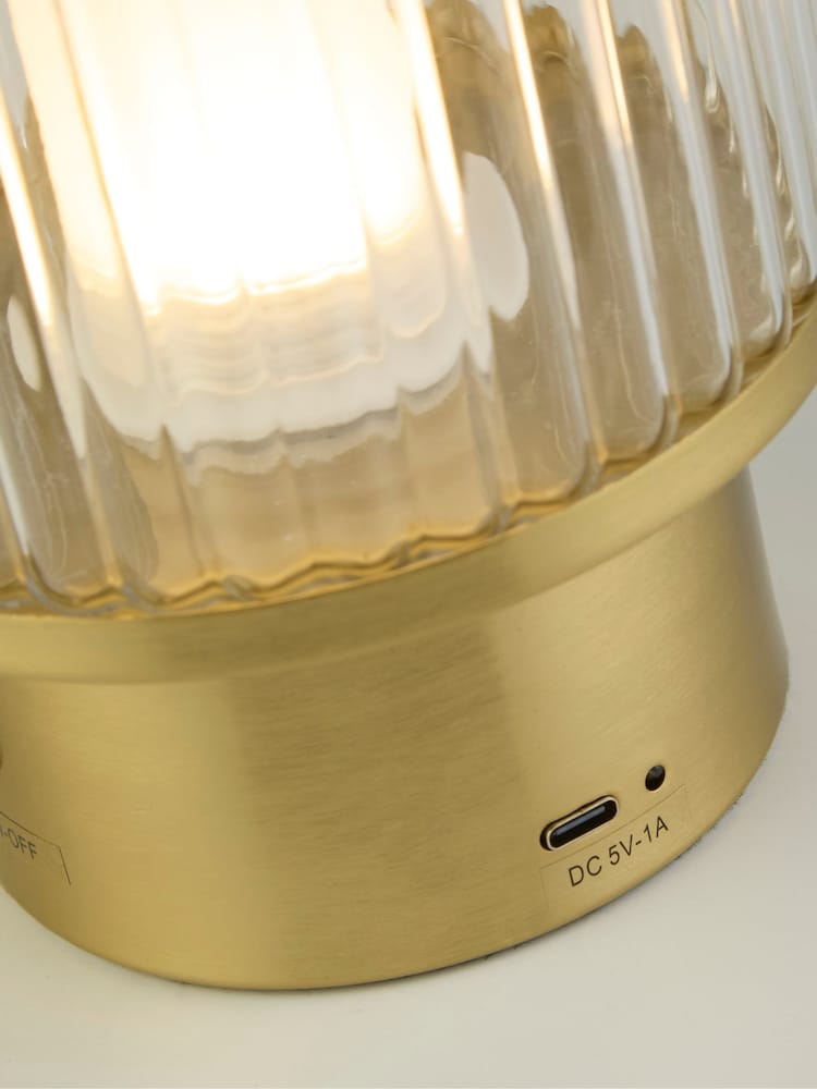 Searchlight Brass Glass Led Rechargeable Lamp - Image 2 of 4
