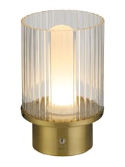 Searchlight Brass Glass Led Rechargeable Lamp - Image 3 of 4