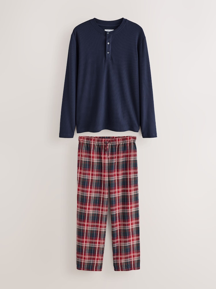 Red/ Navy Check Long Sleeve Set Family Matching Christmas Pyjamas Set - Image 1 of 5 Red/ Navy Check Long Sleeve Set Family Matching Christmas Pyjamas Set - Image 1 of 5