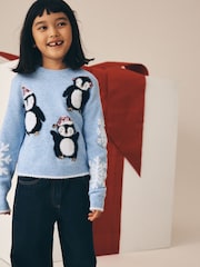 Penguin Blue Christmas Jumper (3-16yrs) - Image 1 of 7