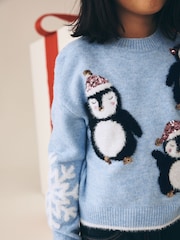 Penguin Blue Christmas Jumper (3-16yrs) - Image 2 of 7