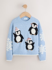 Penguin Blue Christmas Jumper (3-16yrs) - Image 4 of 7