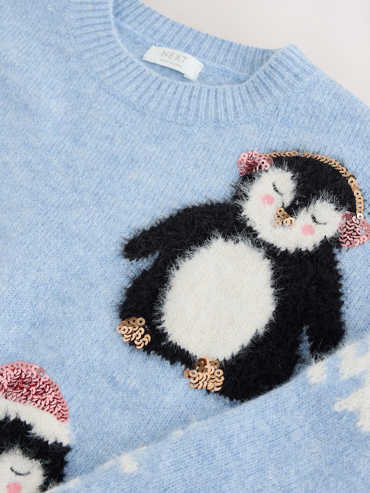 Penguin Blue Christmas Jumper (3-16yrs) - Image 7 of 7
