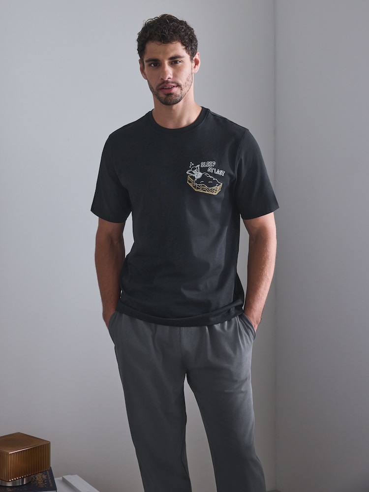 Black Halloween Jersey Pyjamas Set - Image 1 of 10 Black Halloween Jersey Pyjamas Set - Image 1 of 10