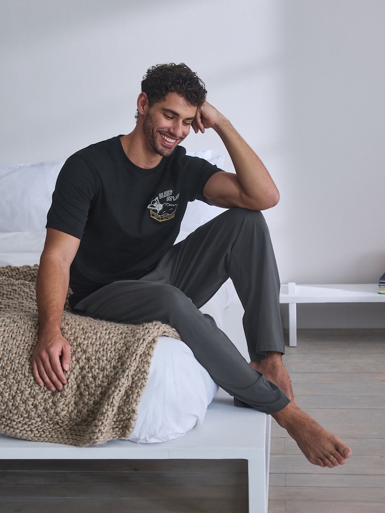 Black Halloween Jersey Pyjamas Set - Image 2 of 10 Black Halloween Jersey Pyjamas Set - Image 2 of 10