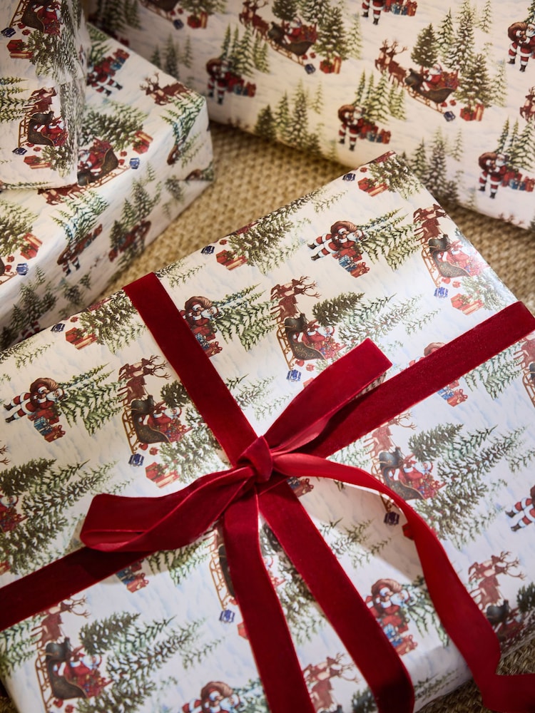 Natural Vintage Santa Extra Wide 10M Christmas Wrapping Paper - Image 2 of 3