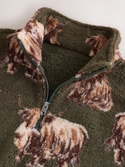 Green Family Matching Hamish The Highland Cow Borg Zip Neck Fleece - Image 2 of 3