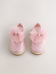 Pink Glitter Wide Fit (G) Chunky Bow Mary Jane Shoes - Image 3 of 6