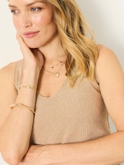 FatFace Evelyn Gold Metallic Knit Vest Top - Image 4 of 7