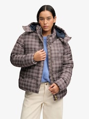 Superdry Brown Premium Printed Check Puffer Jacket - Image 2 of 7