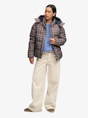 Superdry Brown Premium Printed Check Puffer Jacket - Image 3 of 7