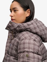 Superdry Brown Premium Printed Check Puffer Jacket - Image 6 of 7