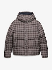 Superdry Brown Premium Printed Check Puffer Jacket - Image 7 of 7
