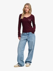 Superdry Red Athletic Button Down  Top - Image 2 of 7