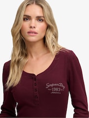 Superdry Red Athletic Button Down  Top - Image 4 of 7