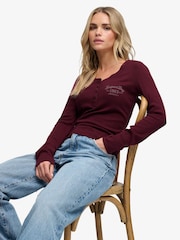 Superdry Red Athletic Button Down  Top - Image 5 of 7