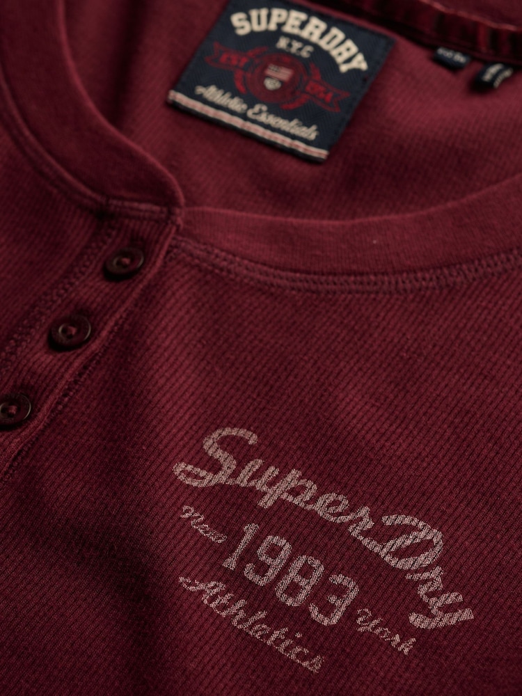 Superdry Red Athletic Button Down Top - Image 7 of 7 Superdry Red Athletic Button Down Top - Image 7 of 7