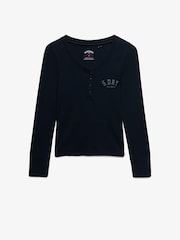 Superdry Blue Athletic Button Down  Top - Image 6 of 7