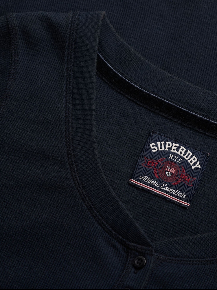 Superdry Blue Athletic Button Down Top - Image 7 of 7 Superdry Blue Athletic Button Down Top - Image 7 of 7