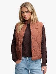 Superdry Brown Onion Quilt Crinkle Snap Gilet - Image 1 of 7