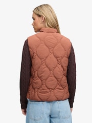 Superdry Brown Onion Quilt Crinkle Snap Gilet - Image 2 of 7