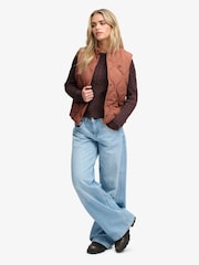 Superdry Brown Onion Quilt Crinkle Snap Gilet - Image 3 of 7