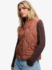 Superdry Brown Onion Quilt Crinkle Snap Gilet - Image 4 of 7