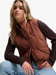 Superdry Brown Onion Quilt Crinkle Snap Gilet - Image 5 of 7