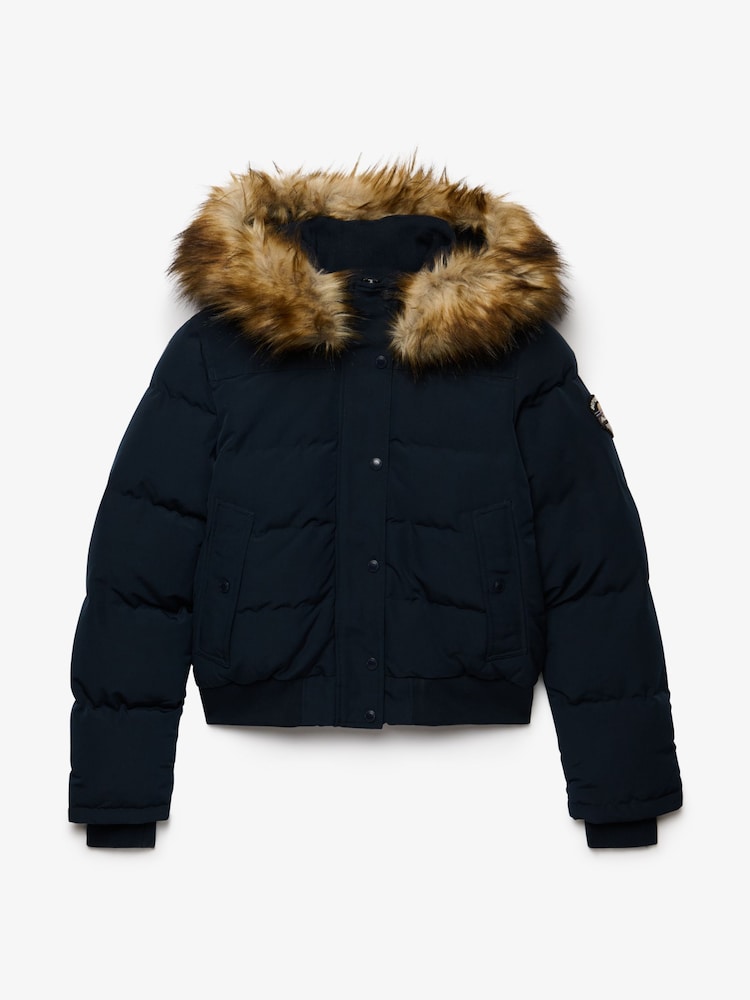 Superdry Navy Blue Everest Hooded Bomber Jacket - Image 1 of 1 Superdry Navy Blue Everest Hooded Bomber Jacket - Image 1 of 1